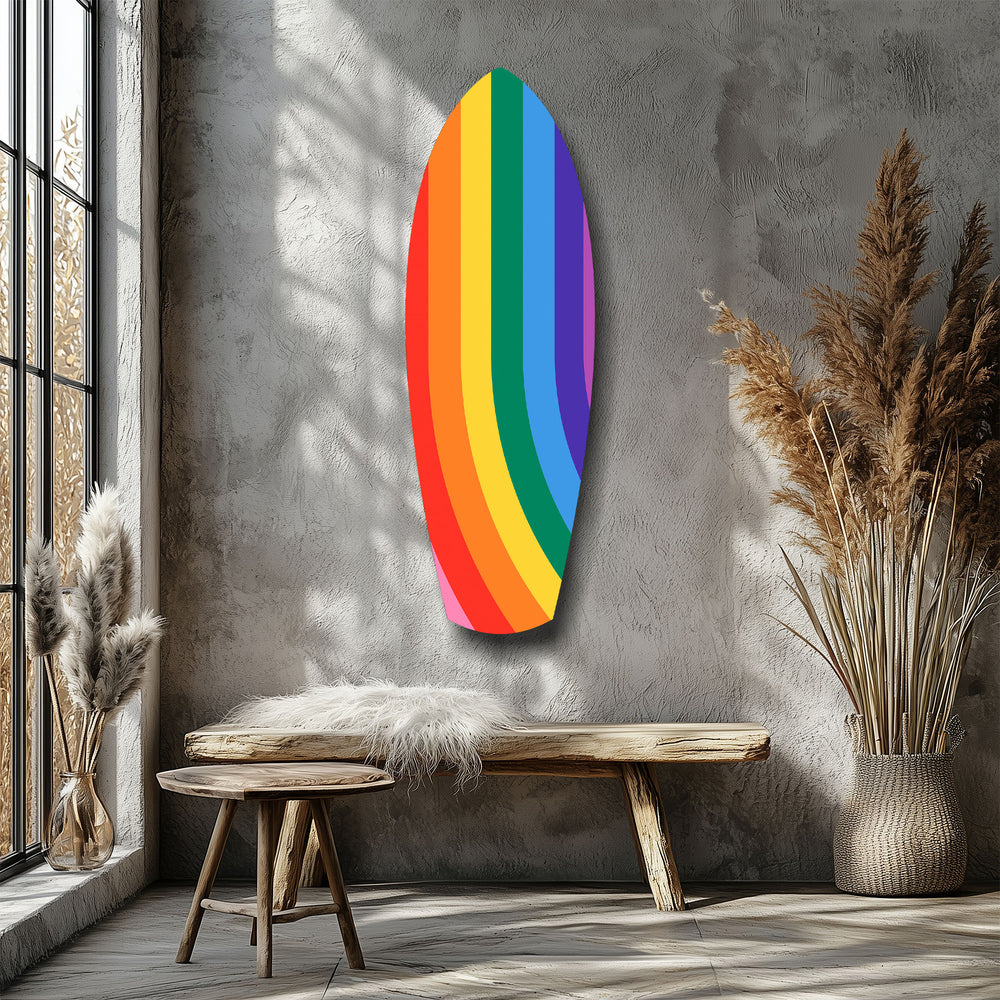 Rainbow Pride Stripes Vibrant Glass Wall Art.