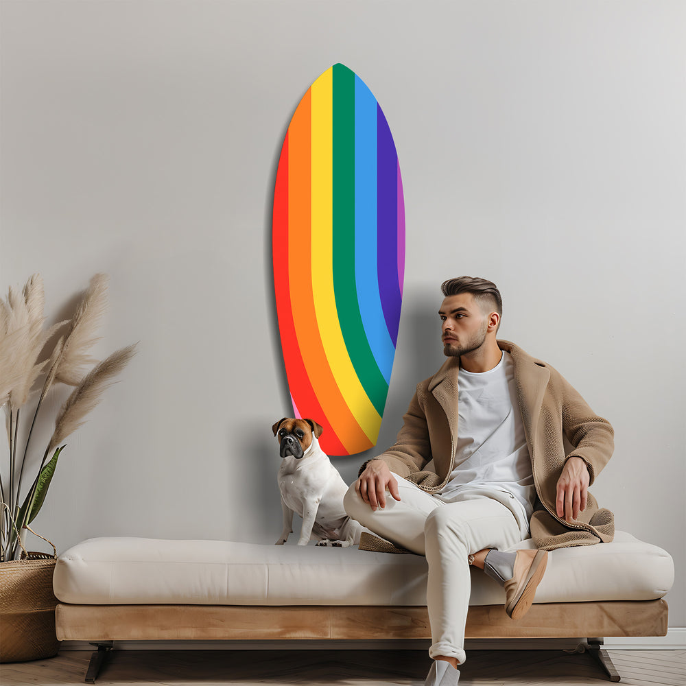 Rainbow Pride Stripes Vibrant Glass Wall Art.