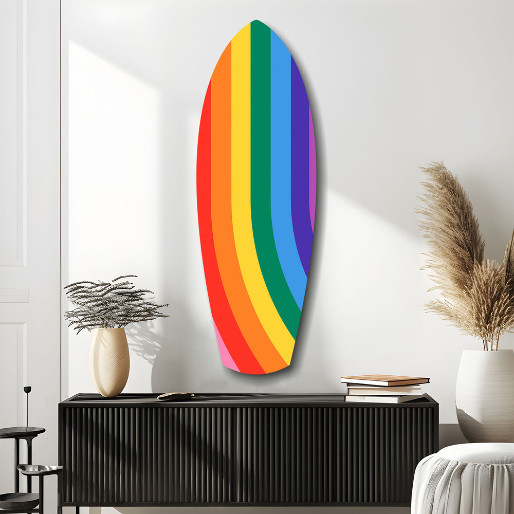 Rainbow Pride Stripes Vibrant Glass Wall Art.