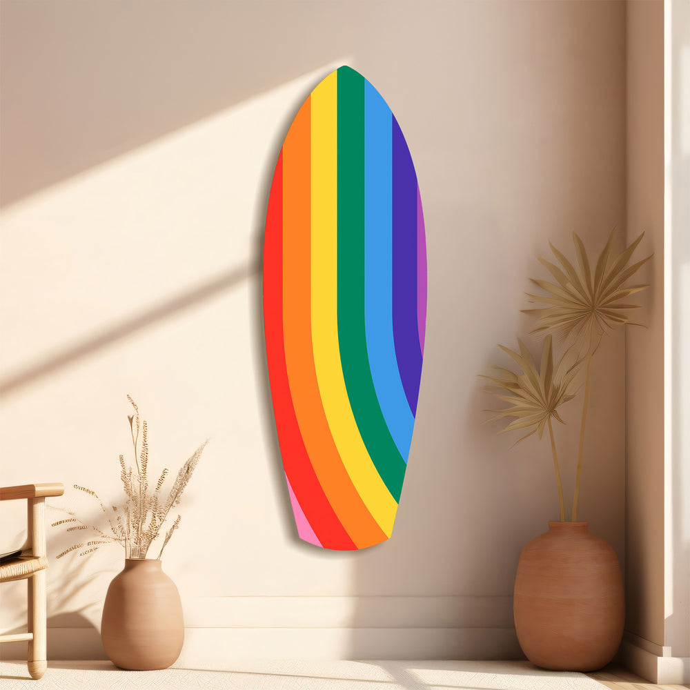 Rainbow Pride Stripes Vibrant Glass Wall Art.