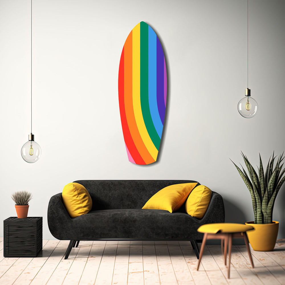 Rainbow Pride Stripes Vibrant Glass Wall Art.