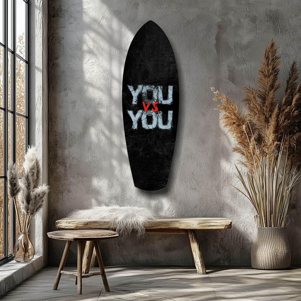 You vs You Grunge Motivational Glass Wall Art.