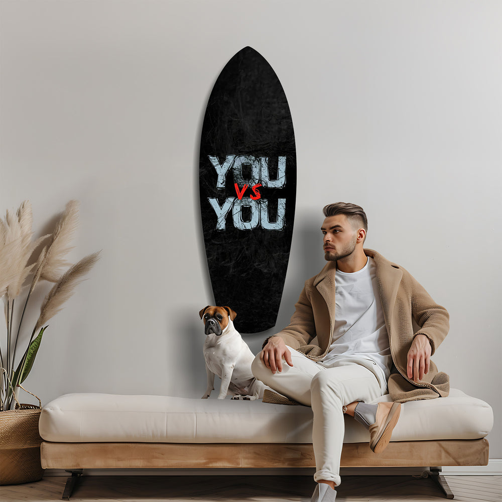 You vs You Grunge Motivational Glass Wall Art.