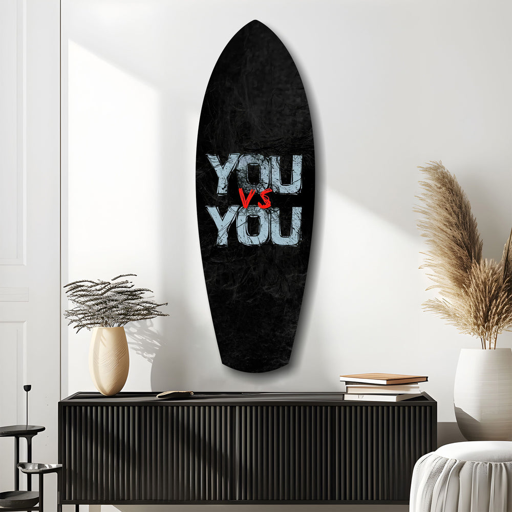 You vs You Grunge Motivational Glass Wall Art.