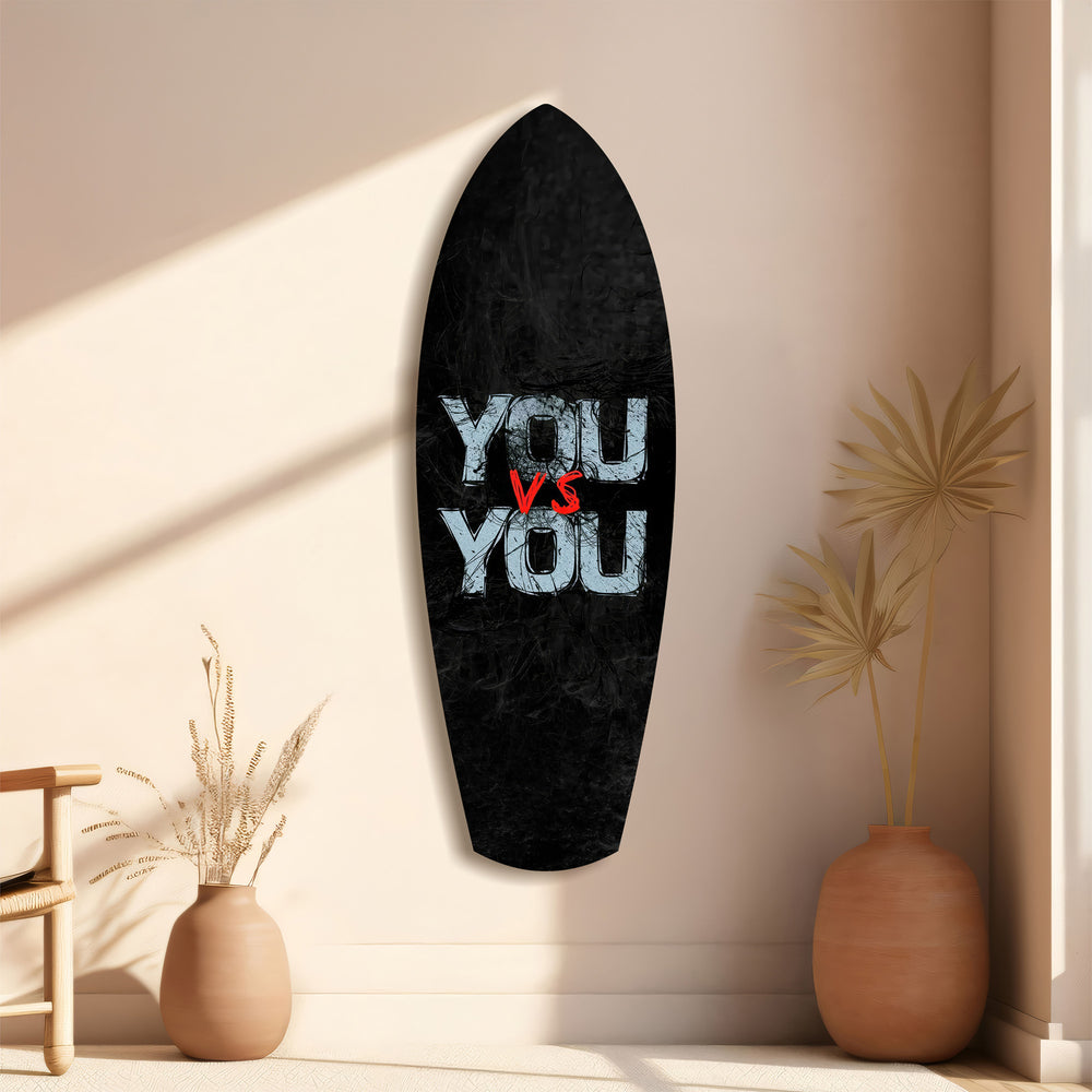 You vs You Grunge Motivational Glass Wall Art.