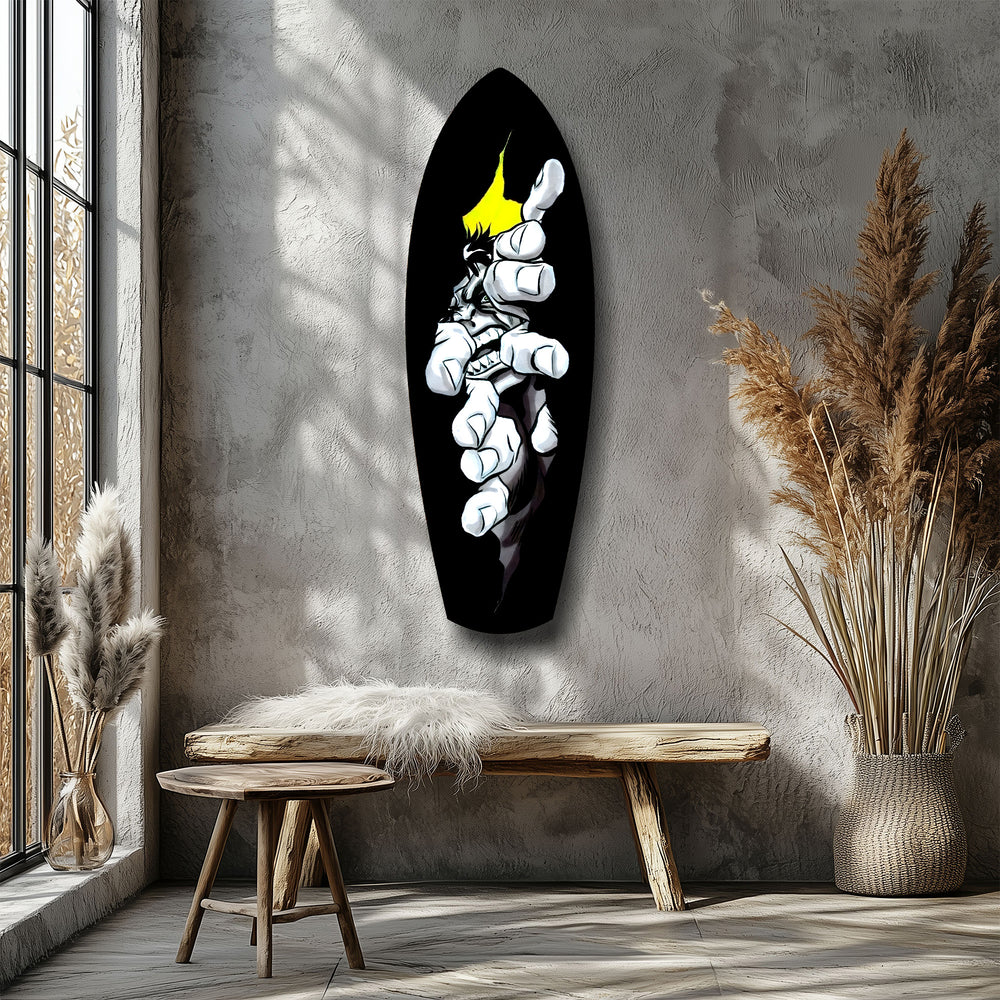 Anime Fighter Bandage Hands Manga Glass Wall Art.