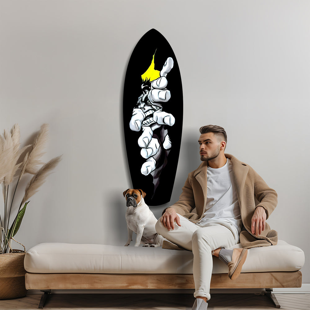 Anime Fighter Bandage Hands Manga Glass Wall Art.