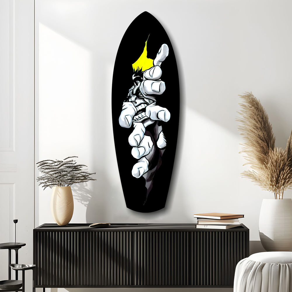 Anime Fighter Bandage Hands Manga Glass Wall Art.