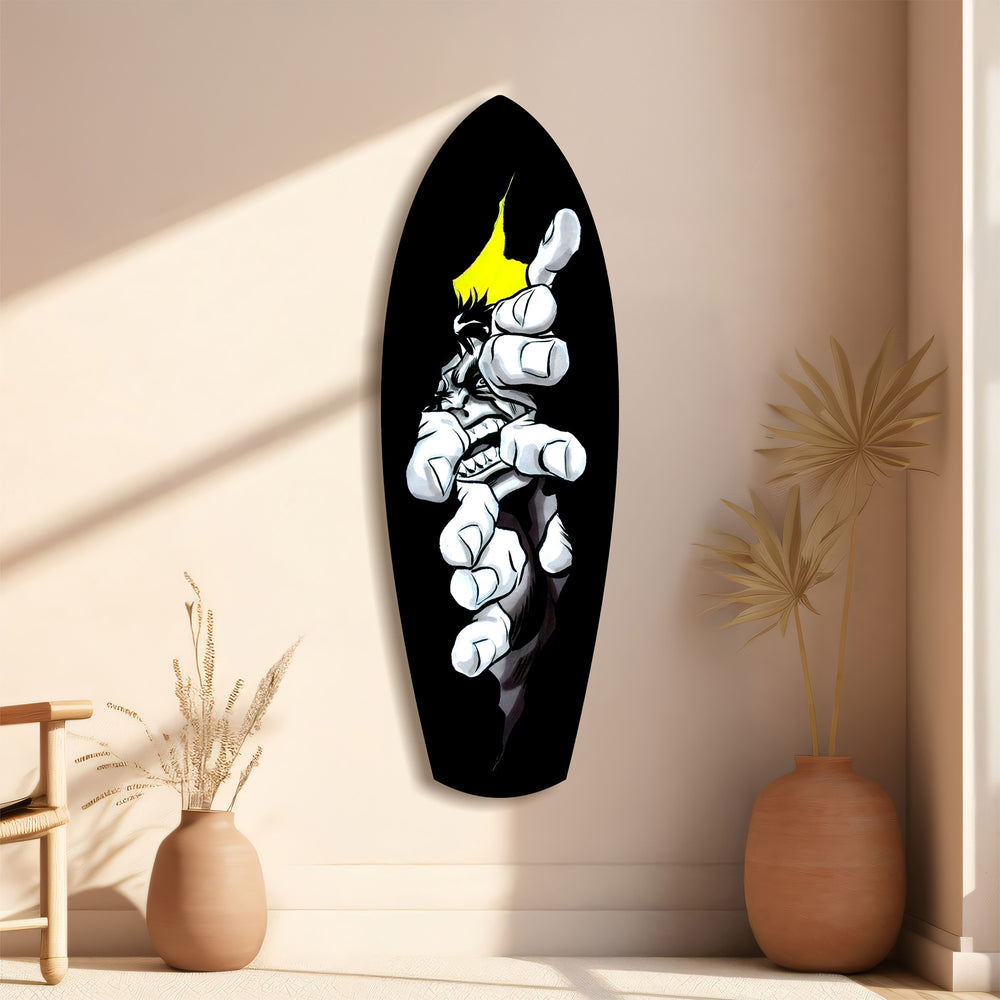 Anime Fighter Bandage Hands Manga Glass Wall Art.