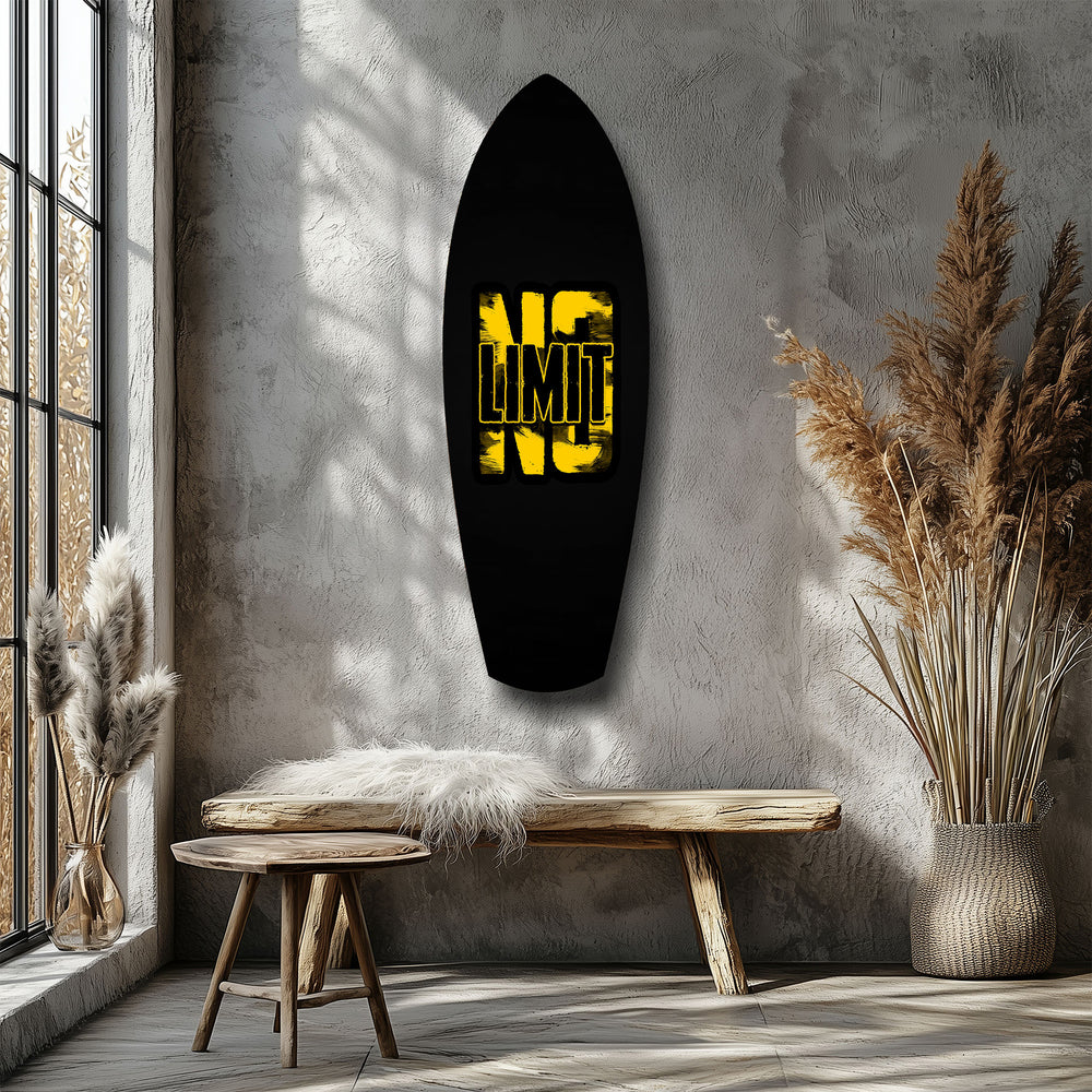 No Limit Bold Typography Motivational Glass Wall Art.