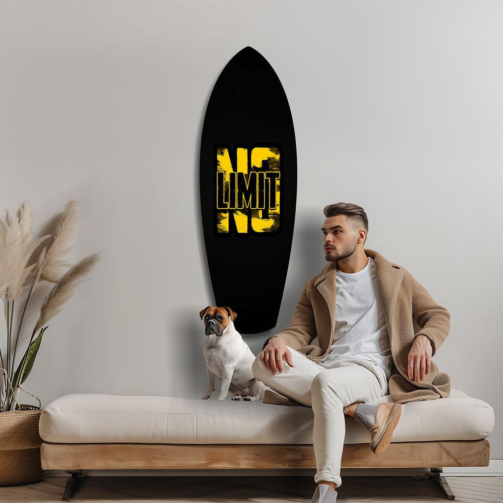 No Limit Bold Typography Motivational Glass Wall Art.