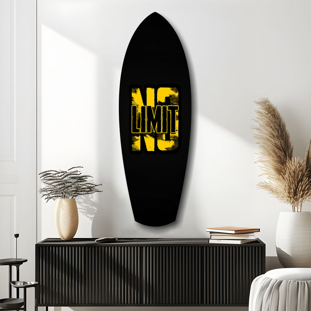 No Limit Bold Typography Motivational Glass Wall Art.