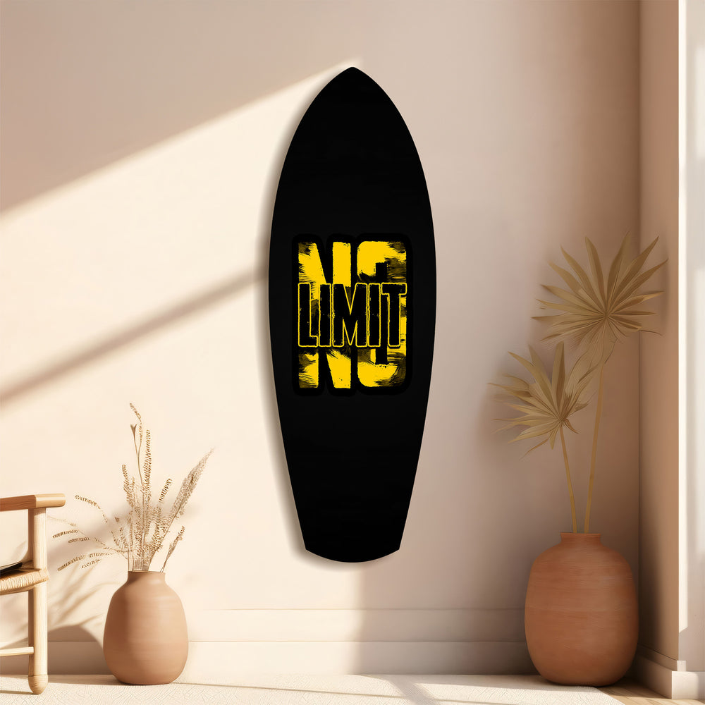 No Limit Bold Typography Motivational Glass Wall Art.