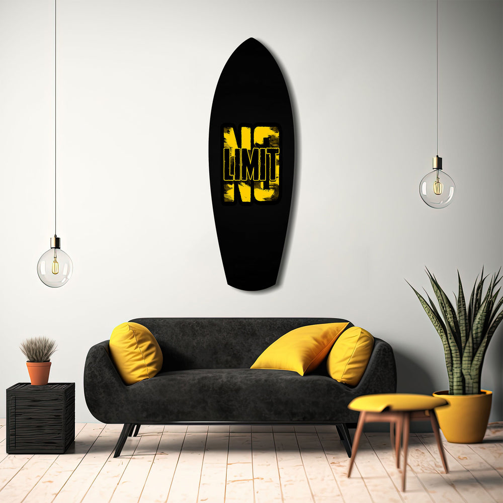 No Limit Bold Typography Motivational Glass Wall Art.
