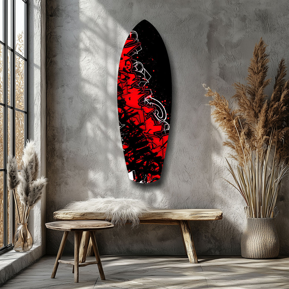 Red Black Graffiti Street Art Glass Wall Art.