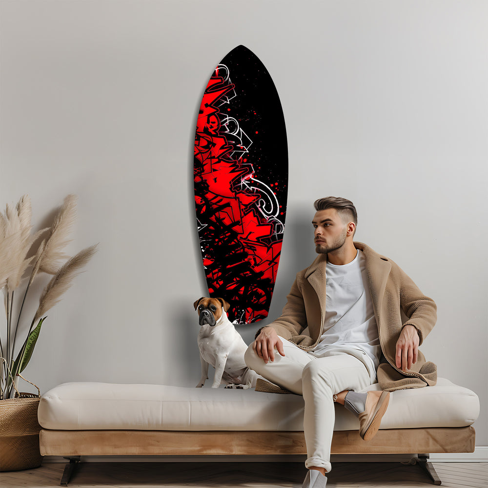 Red Black Graffiti Street Art Glass Wall Art.