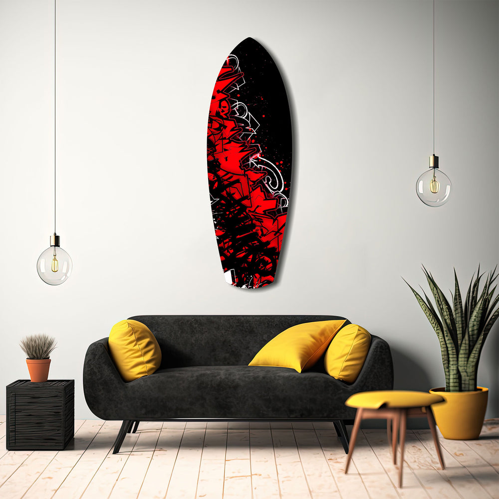 Red Black Graffiti Street Art Glass Wall Art.