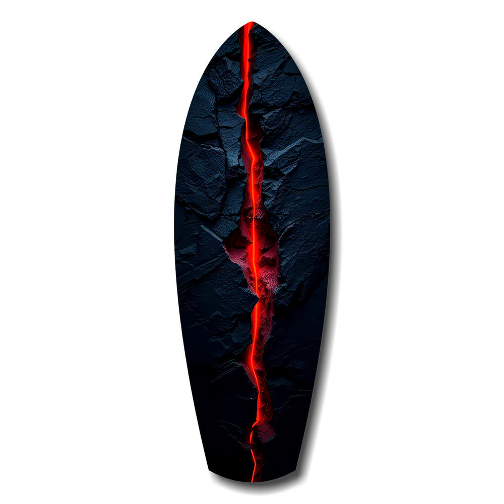 Lava Crack Black Stone Glow Glass Wall Art.