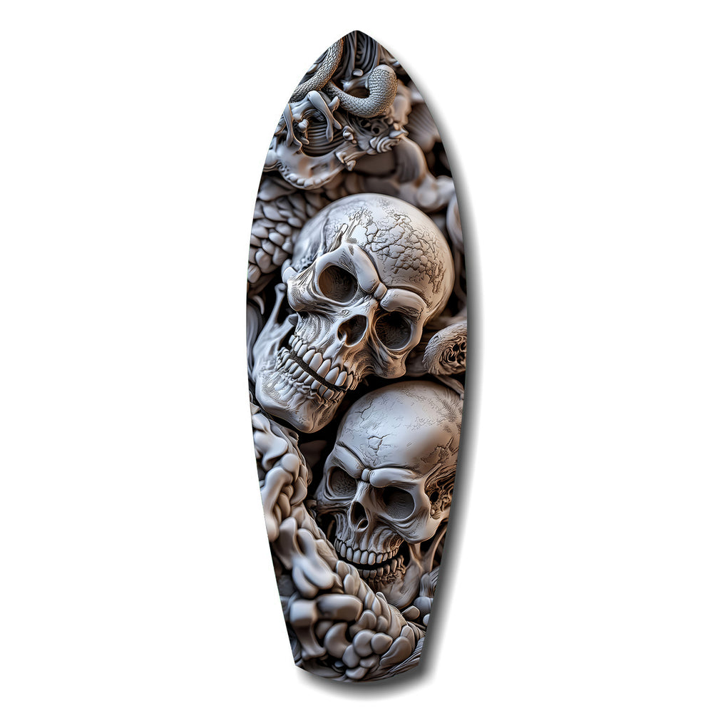Skull Pile Snake Gothic Memento Mori Glass Wall Art.