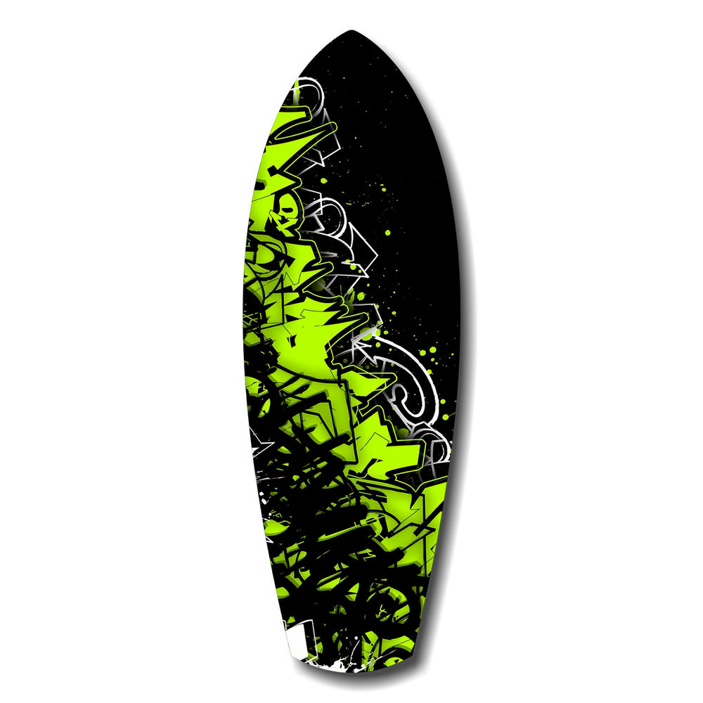 Neon Green Black Graffiti Street Art Glass Wall Art.