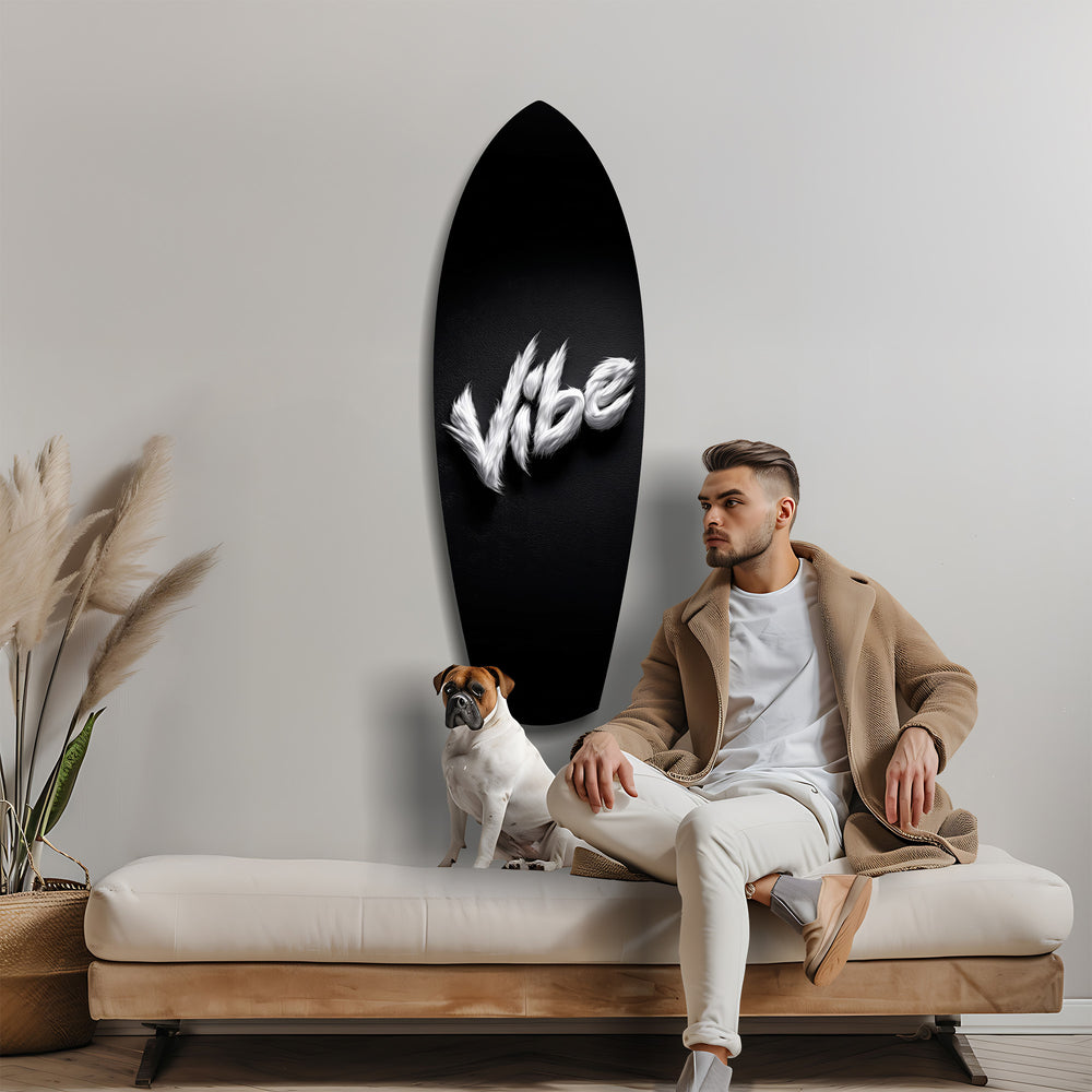 Vibe Feather Typography Minimal Glass Wall Art.