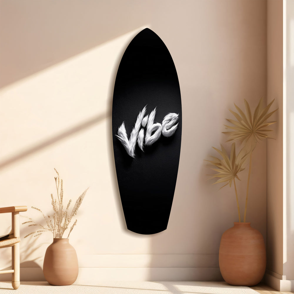 Vibe Feather Typography Minimal Glass Wall Art.