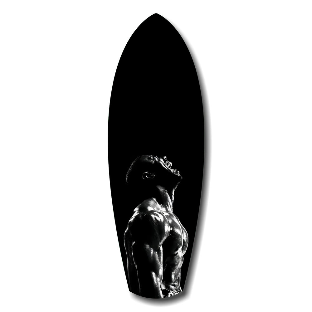 Bodybuilder Roar Triumph Black White Glass Wall Art.