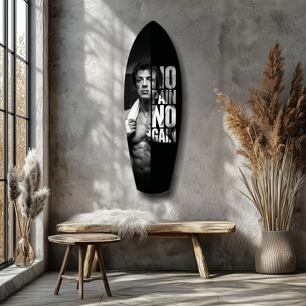 No Pain No Gain Boxer Motivational Glass Wall Art.