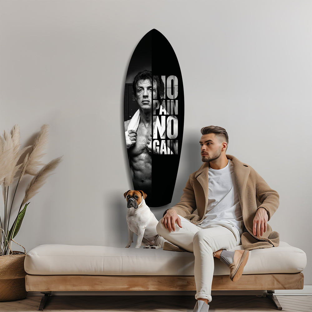No Pain No Gain Boxer Motivational Glass Wall Art.