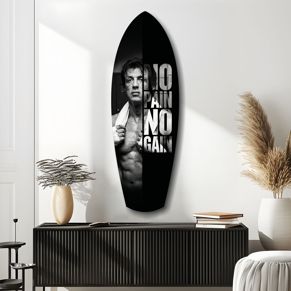 No Pain No Gain Boxer Motivational Glass Wall Art.