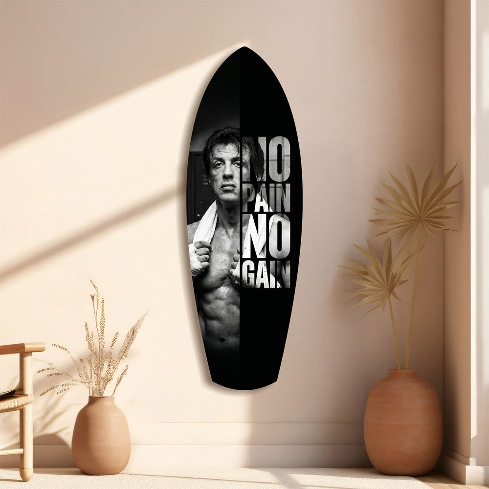 No Pain No Gain Boxer Motivational Glass Wall Art.