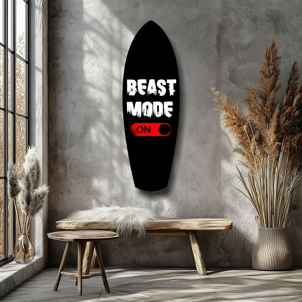 Beast Mode On Toggle Motivational Glass Wall Art.