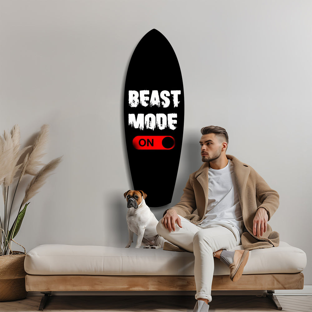 Beast Mode On Toggle Motivational Glass Wall Art.