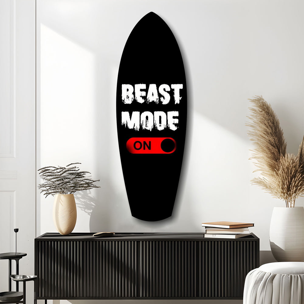 Beast Mode On Toggle Motivational Glass Wall Art.