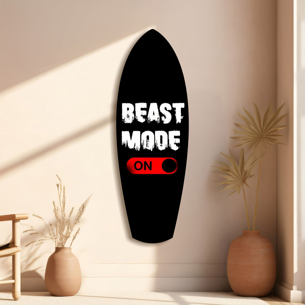 Beast Mode On Toggle Motivational Glass Wall Art.