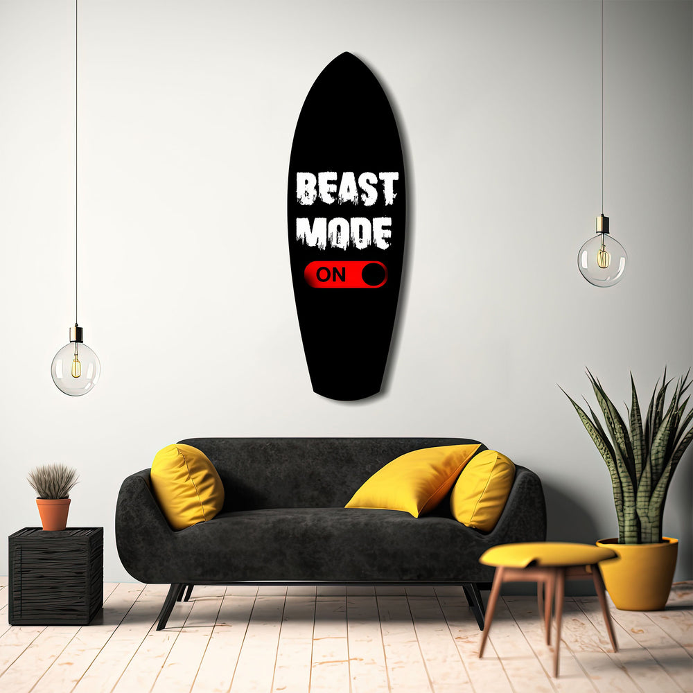Beast Mode On Toggle Motivational Glass Wall Art.
