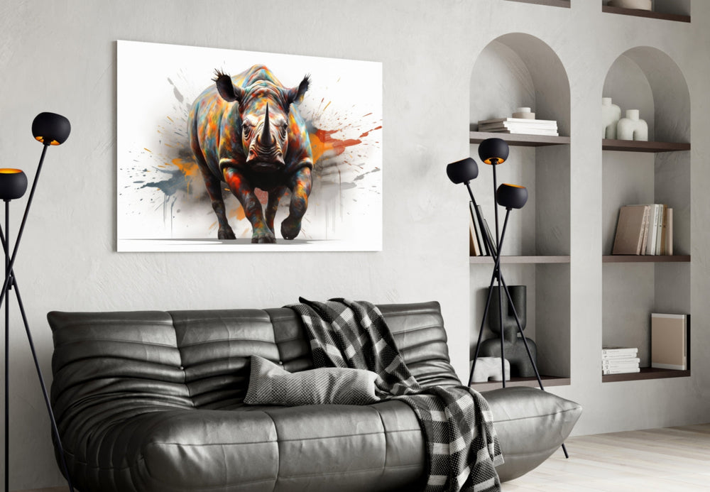 Wildlife glass print bringing kinetic energy to a creative loft