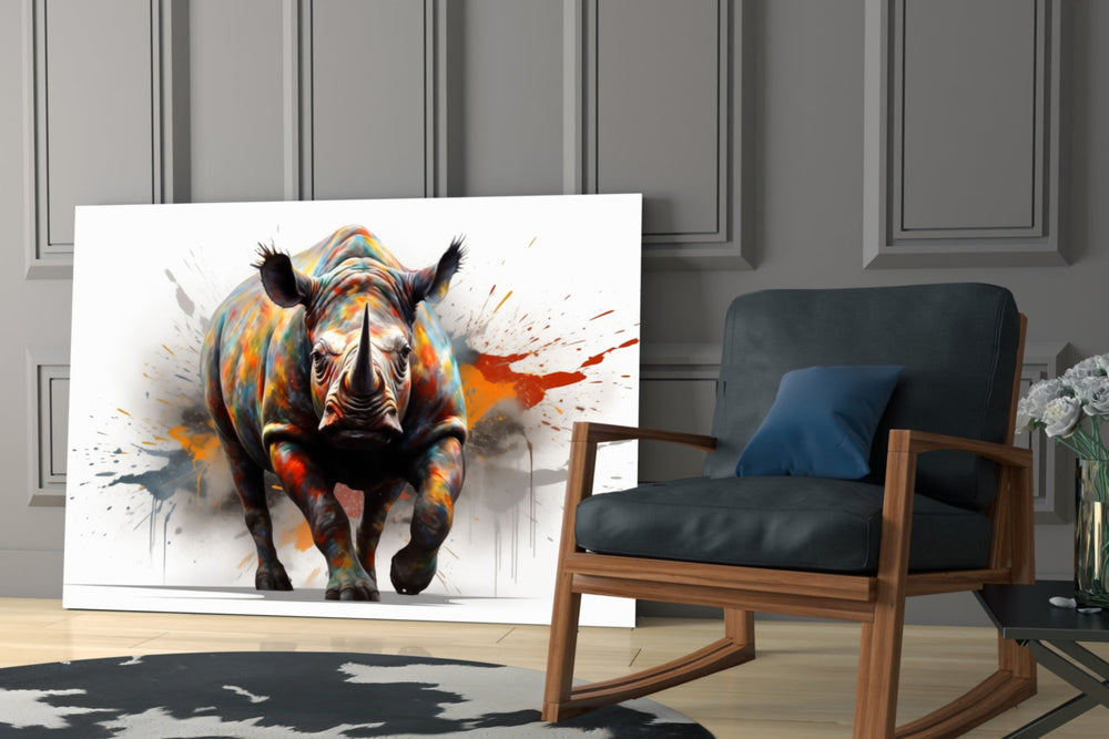 Designer-collection artwork above a sideboard in a master bedroom