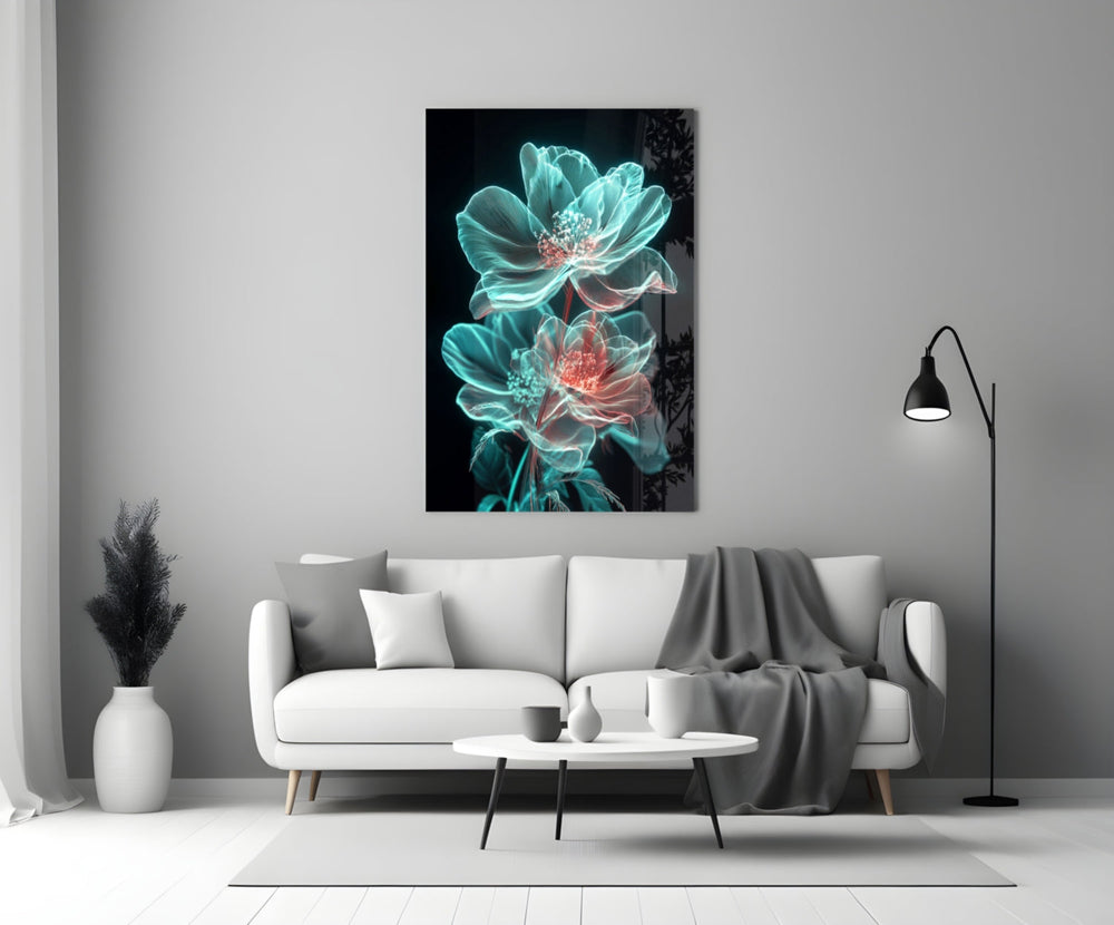Luminous peony artwork styled in a designer's office