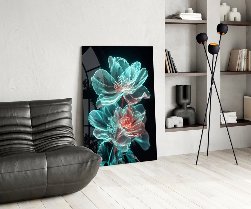 Floral panel against a soft neutral-painted accent wall