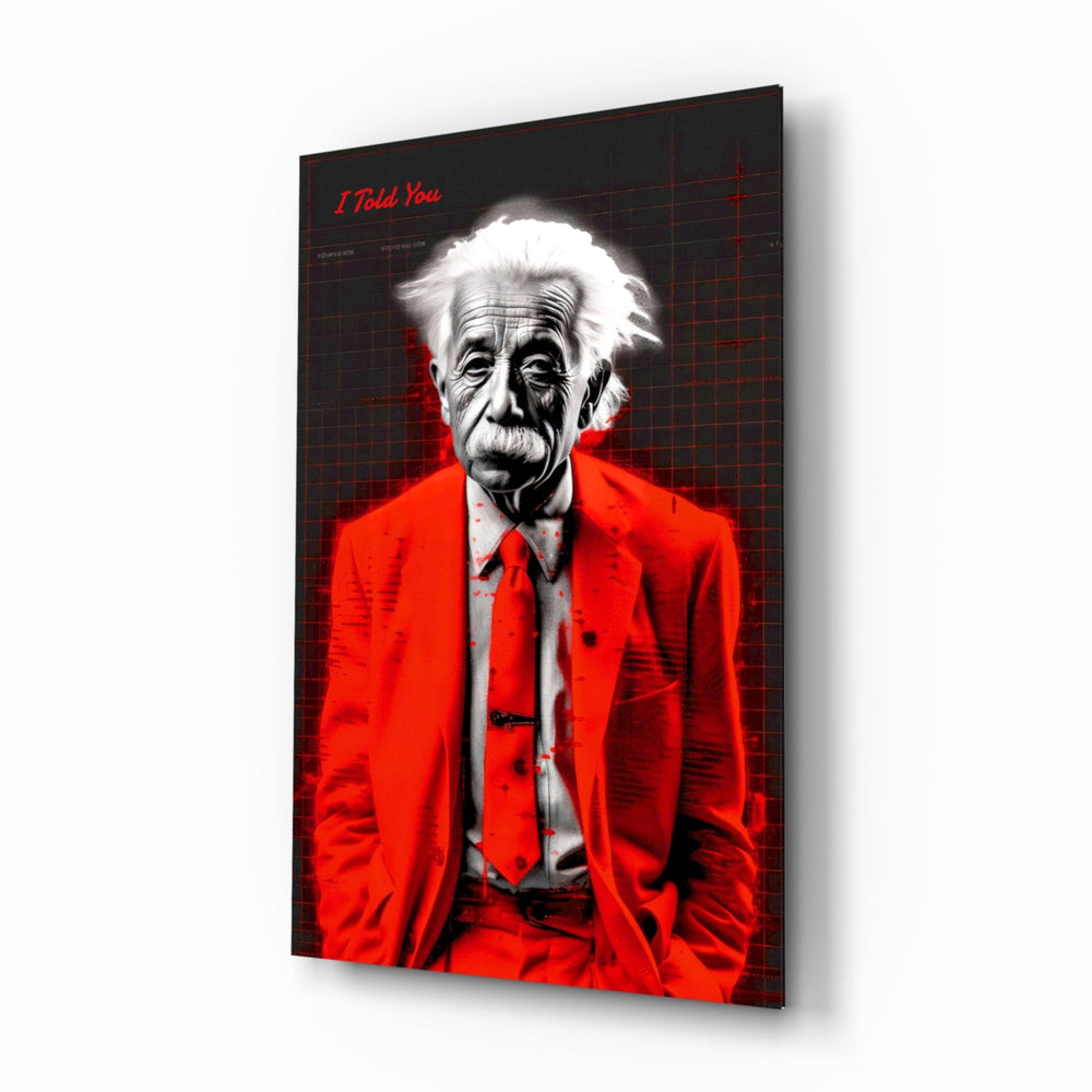 Designer-collection portrait panel anchoring an executive office wall