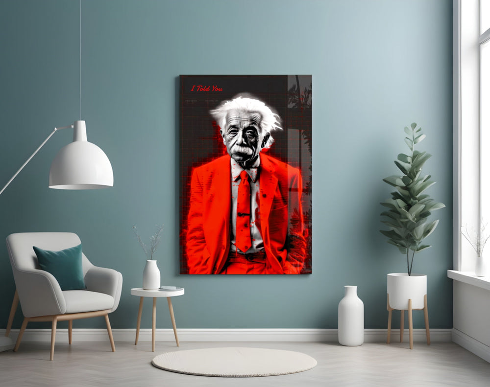 Pop-portrait glass print bringing scarlet edge to a teen's bedroom
