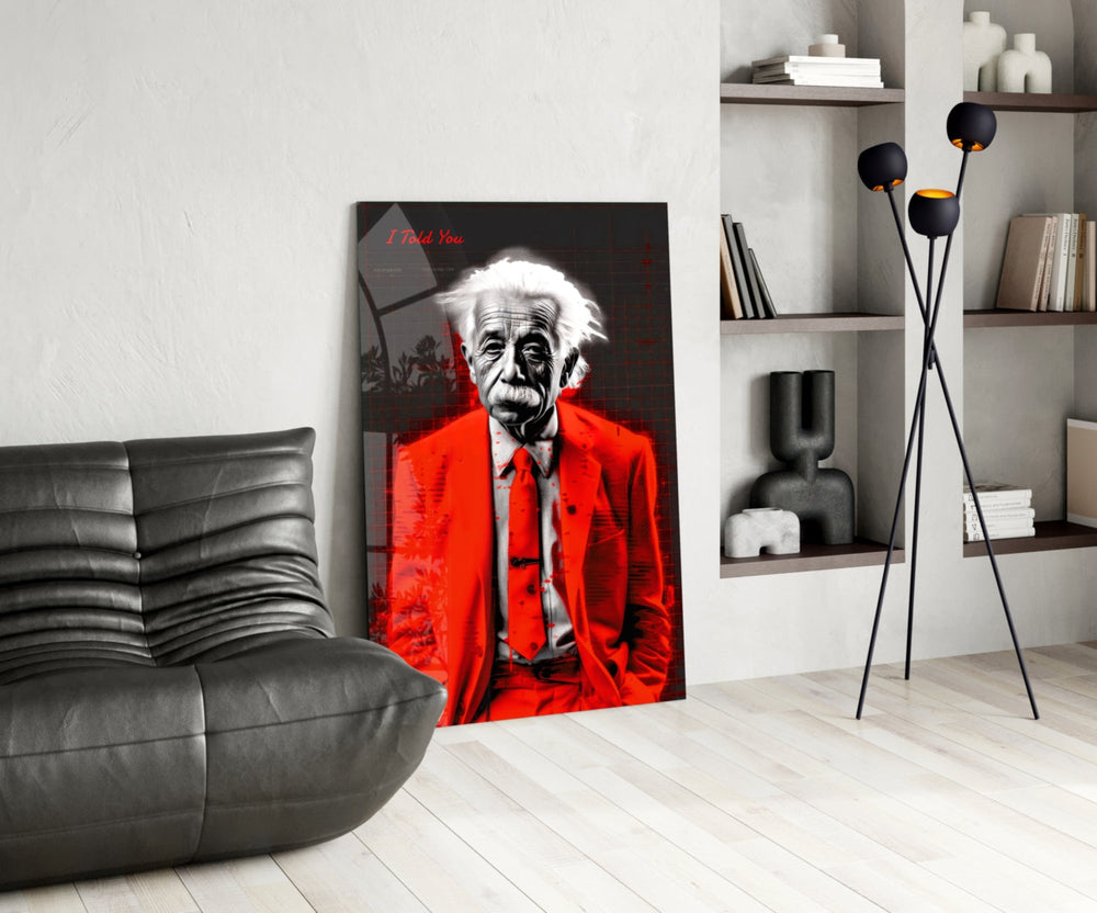 Wild-Haired Genius Colorful World Glass Wall Art || Designer Collection