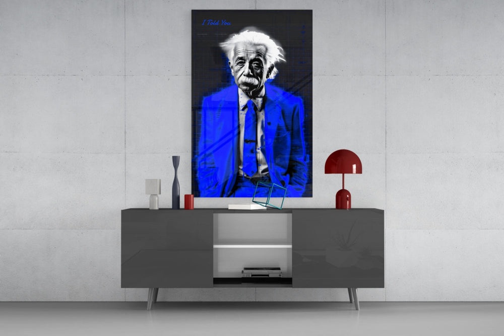 Wild-Haired Genius Colorful World Glass Wall Art || Designer Collection
