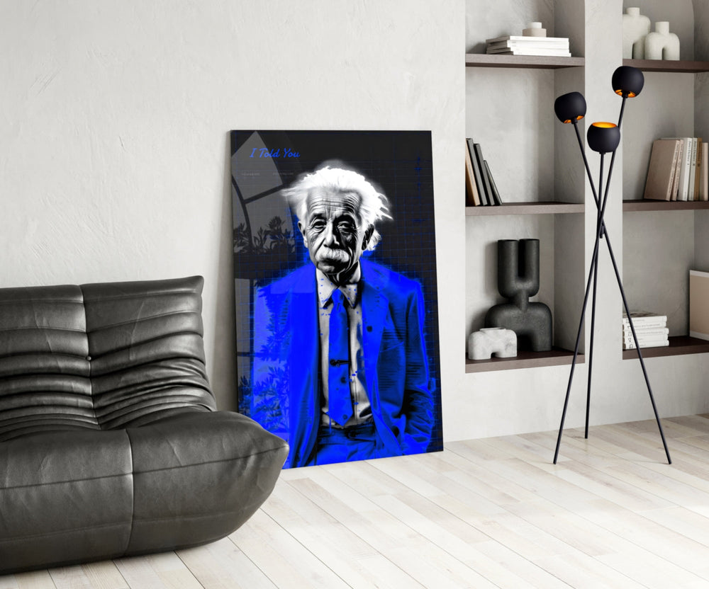 Wild-Haired Genius Colorful World Glass Wall Art || Designer Collection