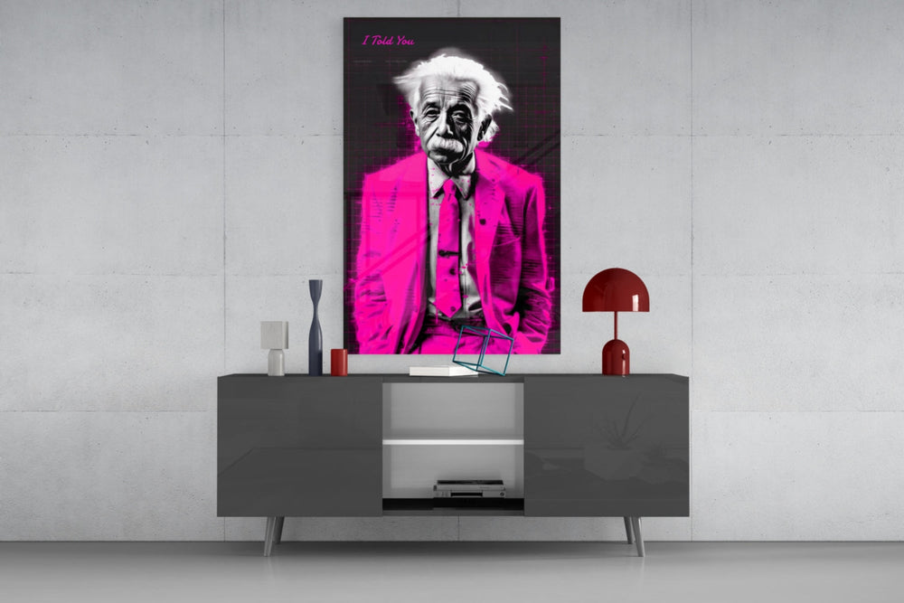 Wild-Haired Genius Colorful World Glass Wall Art || Designer Collection