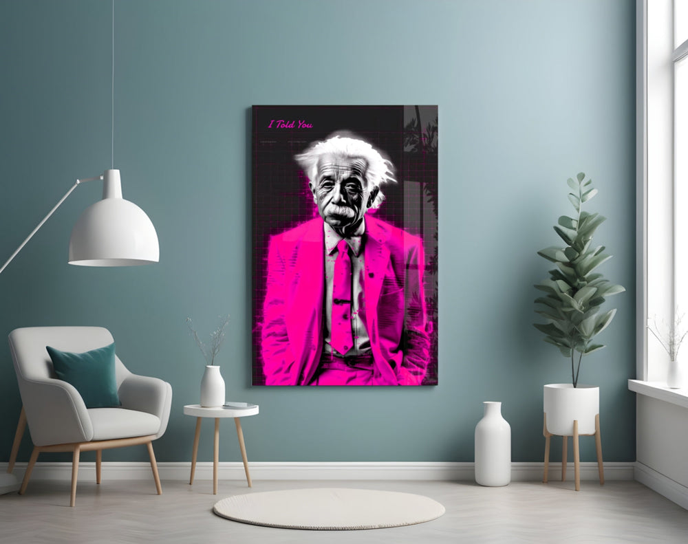 Pop-portrait glass print bringing neon edge to a teen's bedroom