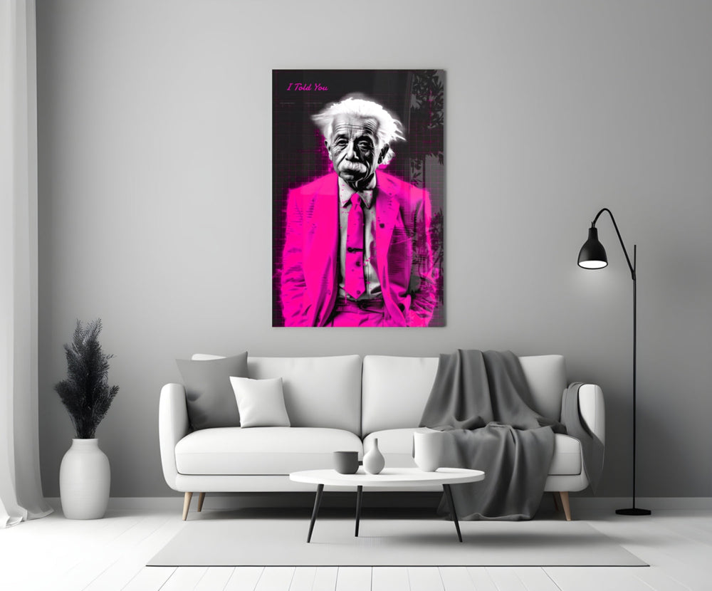 Wild-Haired Genius Colorful World Glass Wall Art || Designer Collection
