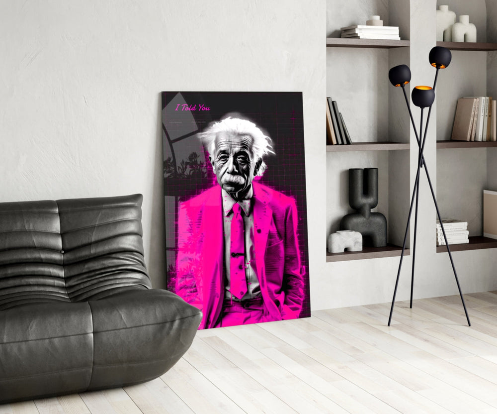 Wild-Haired Genius Colorful World Glass Wall Art || Designer Collection