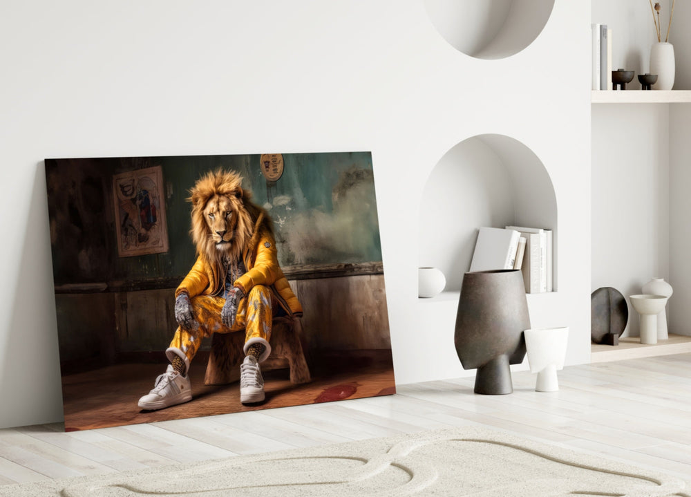 Yellow Jacket King artwork styled in a barbershop interior